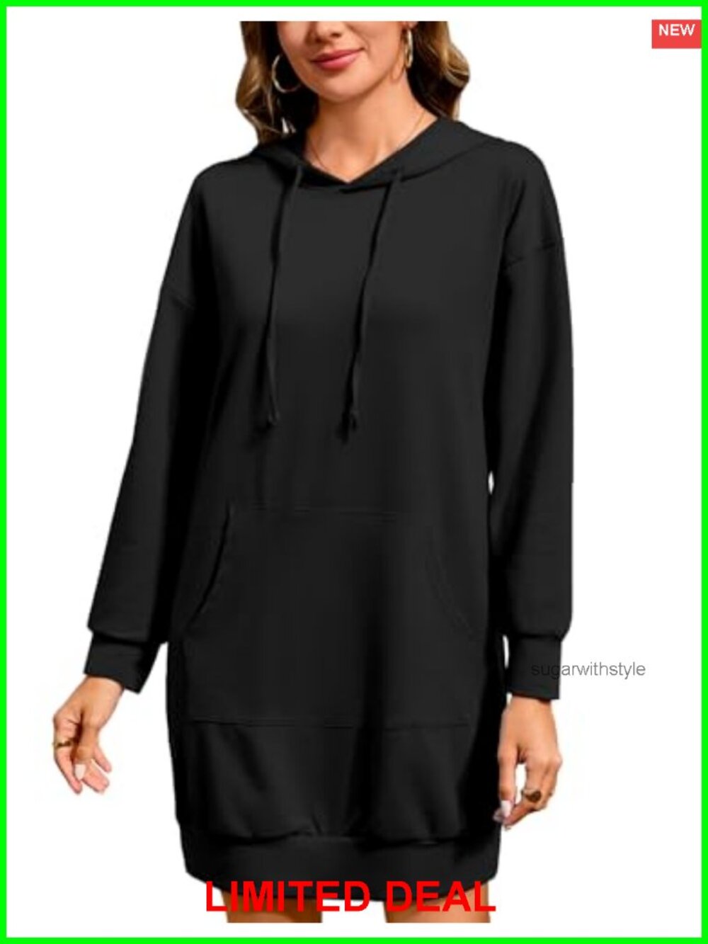 Quenteen Hoodie Dress Long Sleeve Tunic Sweatshirt with Pocket